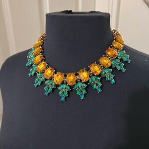 Holylove Citrine And Emerald Green Rhinestones Statement Bib Necklace